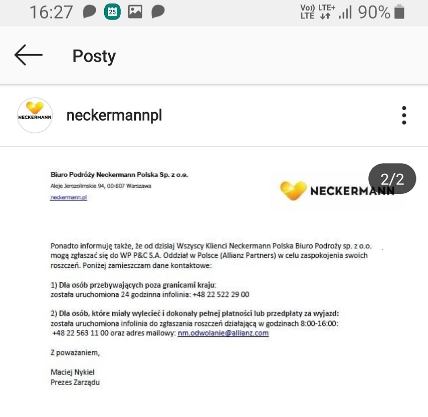 List Prezesa Neckermann Polska