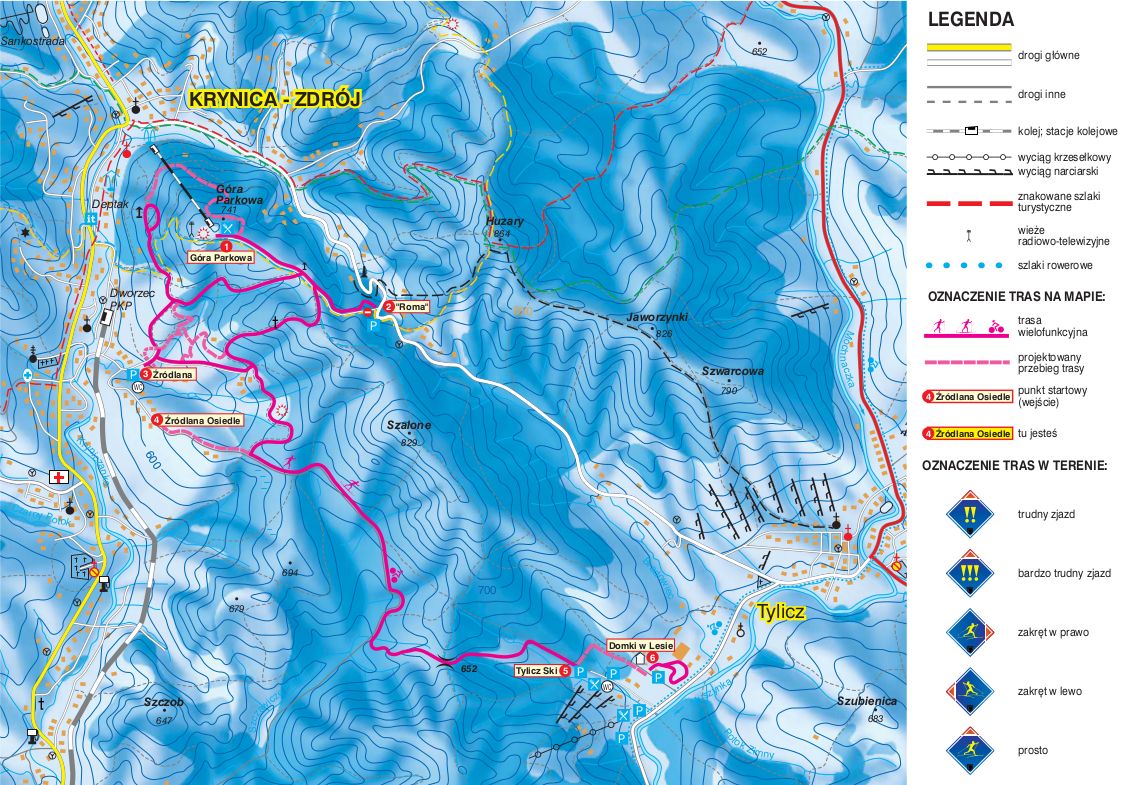 Mapa tras biegowych, Krynica